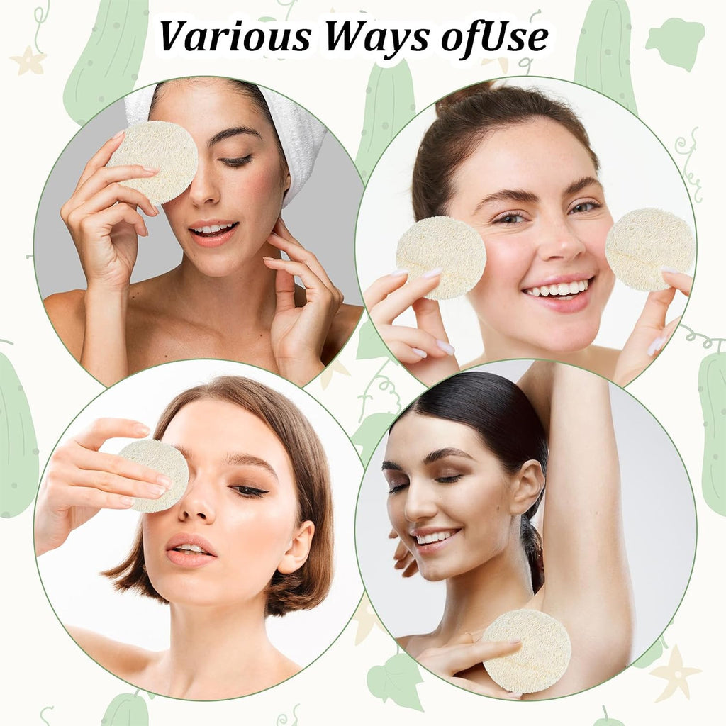Natural Loofah Face & Body Scrub Pads - Exfoliating Facial & Body Sponges (20 Pack)