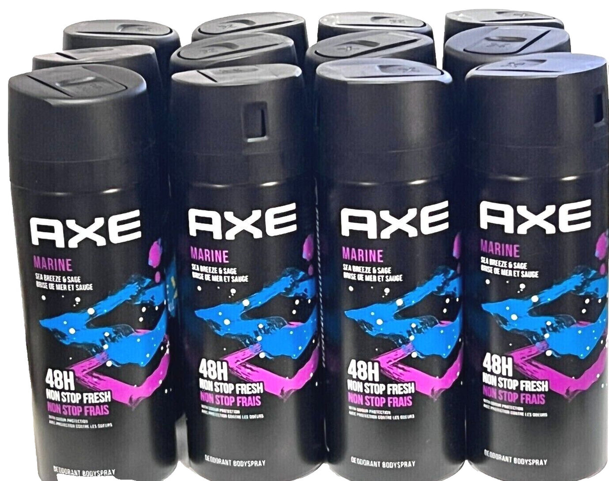 Axe Body Spray Marine 48H Non-Stop Fresh - 150ML, 12 Pieces