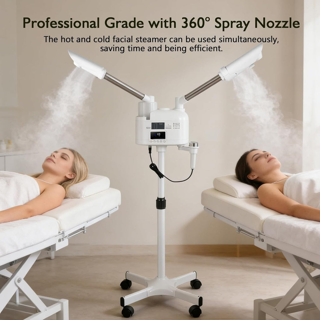 Portable 4-in-1 Facial Steamer with LED Magnifying Lamp Hot Cold Skin Spa