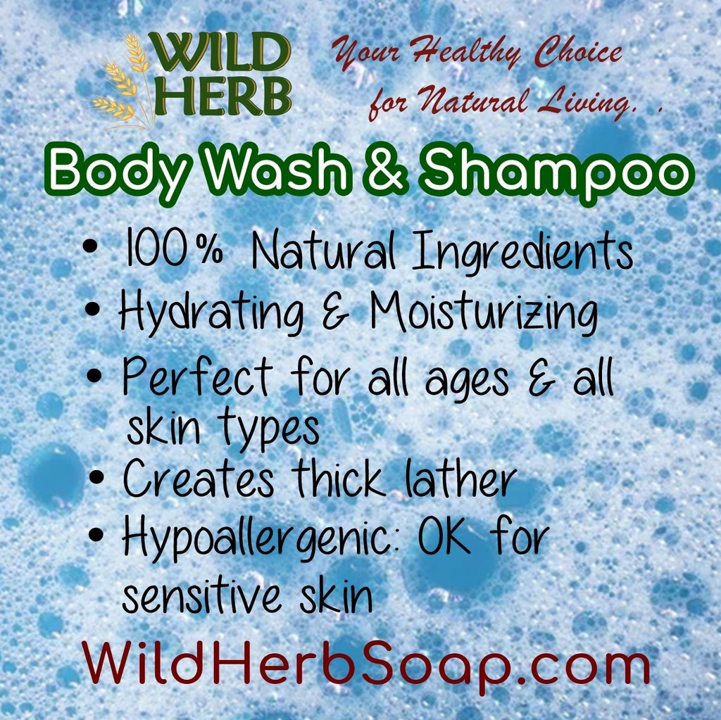 Natural Organic Liquid Body Wash & Shampoo 8 oz - Choose Scent