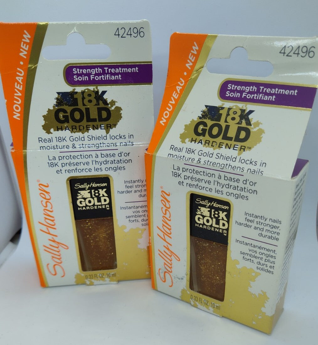 Nail Hardener with 18K Gold - Strengthening Nail Polish Set, 0.33 oz x2