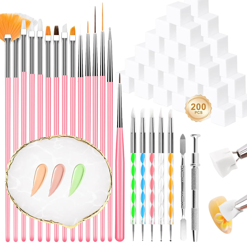 Professional 223-in-1 Nail Art Tool Set with Brushes, Sponges & Accessories