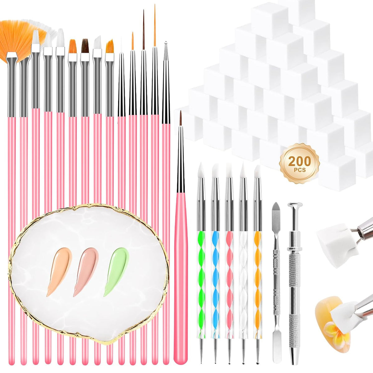 Professional 223-in-1 Nail Art Tool Set with Brushes, Sponges & Accessories