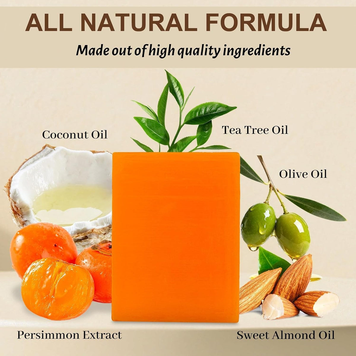 Odor Eliminating Persimmon Soap Bars - 4 Pack for Freshness & Hydration