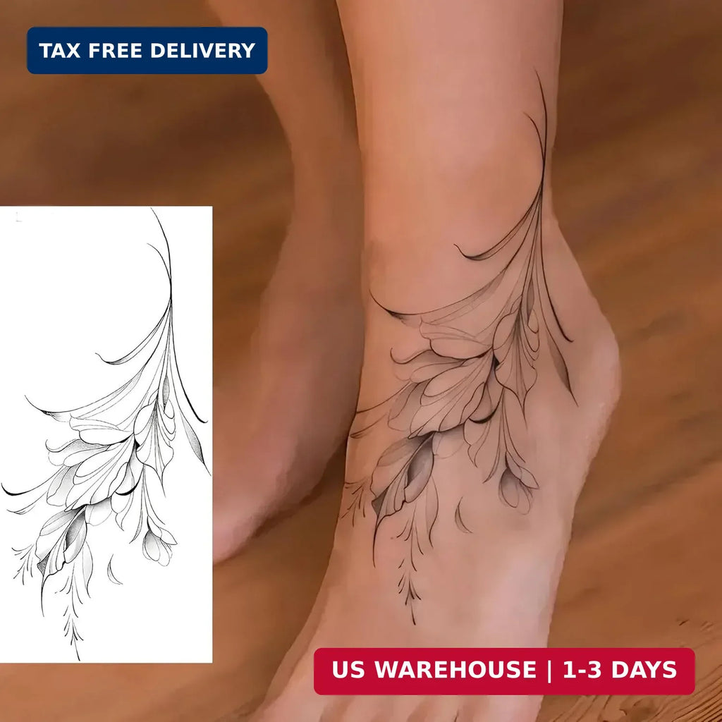 Temporary Tattoos 12 Sheets Butterfly Floral Body Art for Women Feet Hands