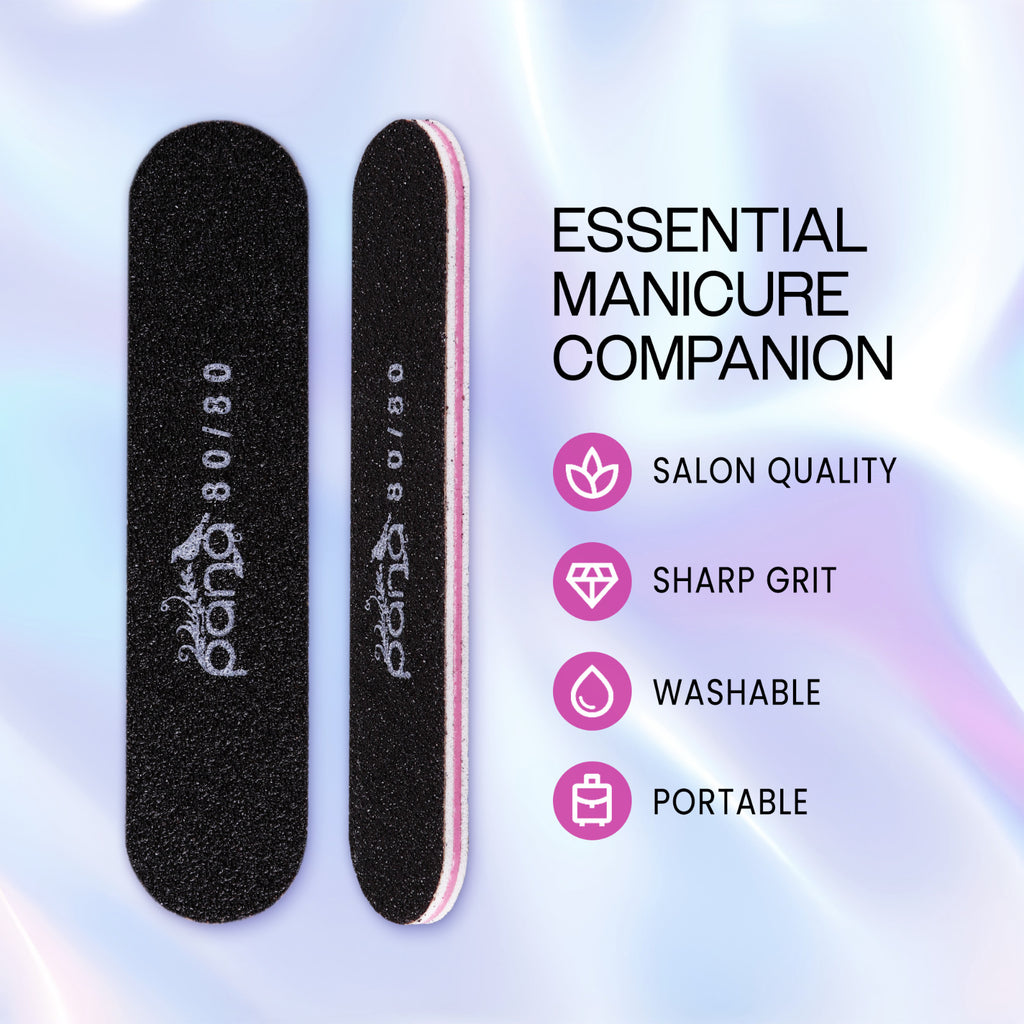 Mini Double-Sided Nail Files Set for Manicures & Nail Prep - Reusable Emery Boards