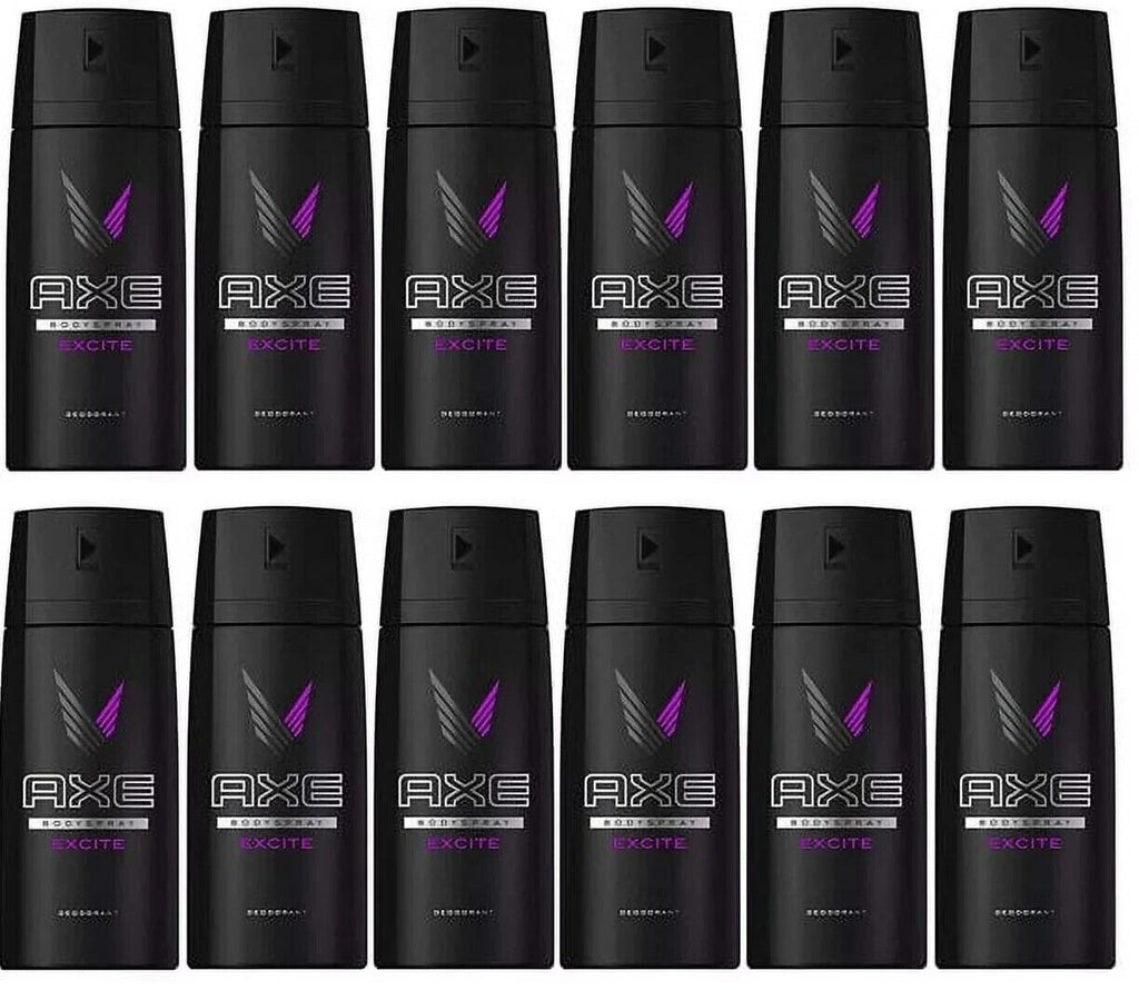 Axe Excite Deodorant Body Spray for Men 12-Pack - Long-Lasting Fresh Scent