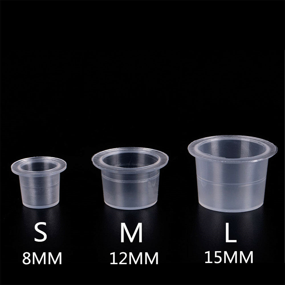 1000Pcs Tattoo Ink Cups Caps Set - Small, Medium, Large Plastic Ink Caps