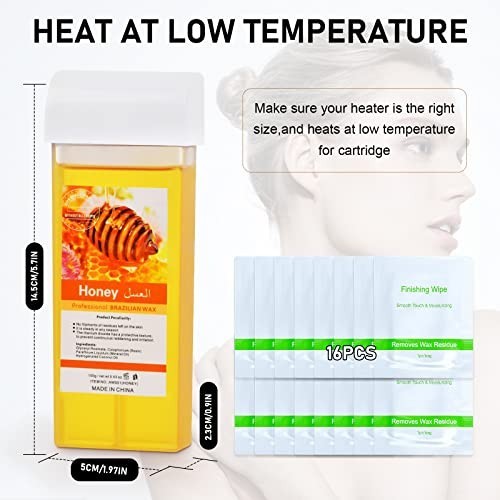 Natural Honey Roll-On Wax Cartridge Refill 4 Pack - Easy Hair Removal