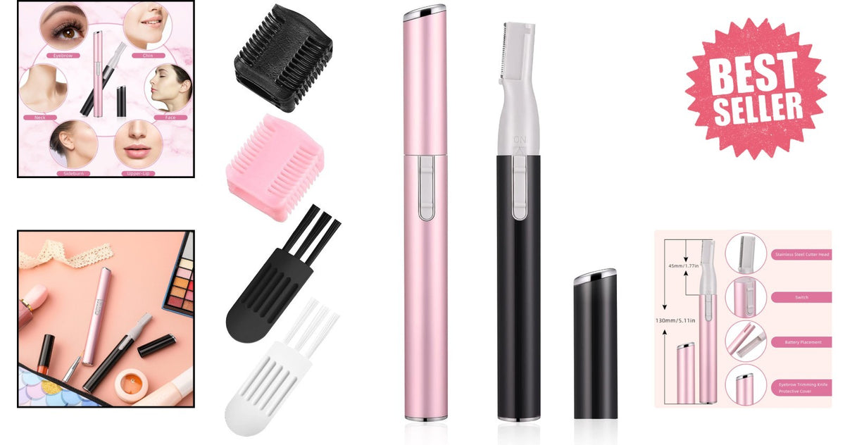 Electric Eyebrow Trimmer with Adjustable Comb - Mini Facial & Lip Groomer