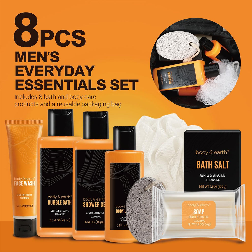 Men's Citrus Spa Gift Set - 8 Piece Body & Skin Care Gift Basket