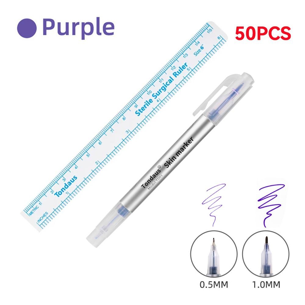 Disposable Skin Marker Pen with Ruler – Sterilized Medical Tattooing/Temporary Marking
