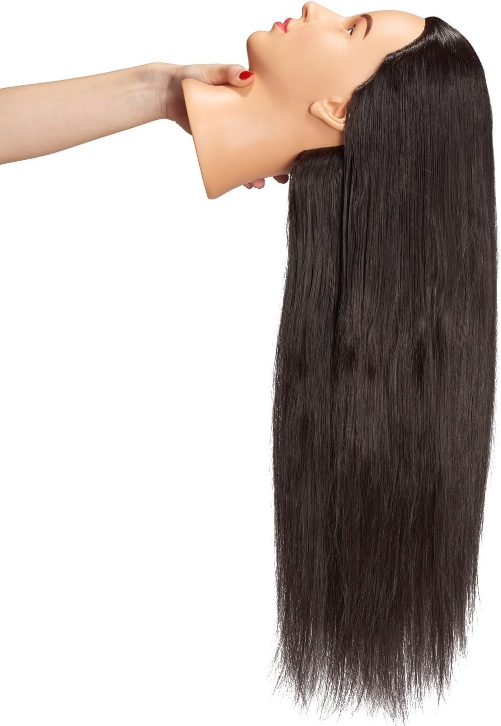 Cosmetology Training Head with Synthetic Hair & Clamp for Hair Styling Practice
