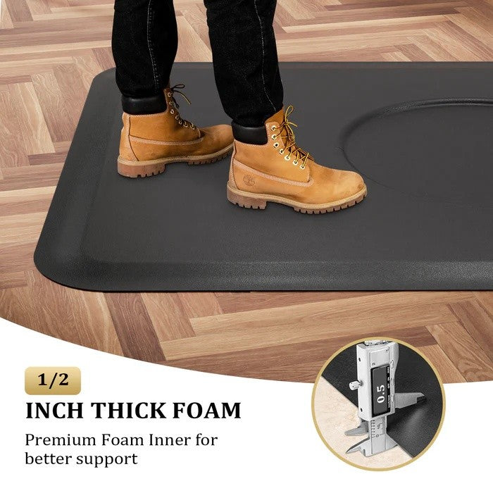 4ft x 5ft Anti-Fatigue Salon Mat with 1/2 Inch Foam and Chair Cut-Out