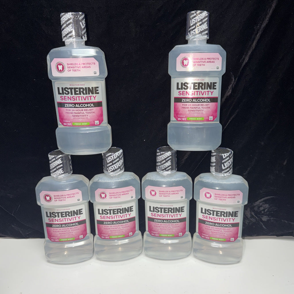 Listerine Mouth Rinse Sensitivity Zero Alcohol 24 Hour Relief Fresh Mint 6 Pack