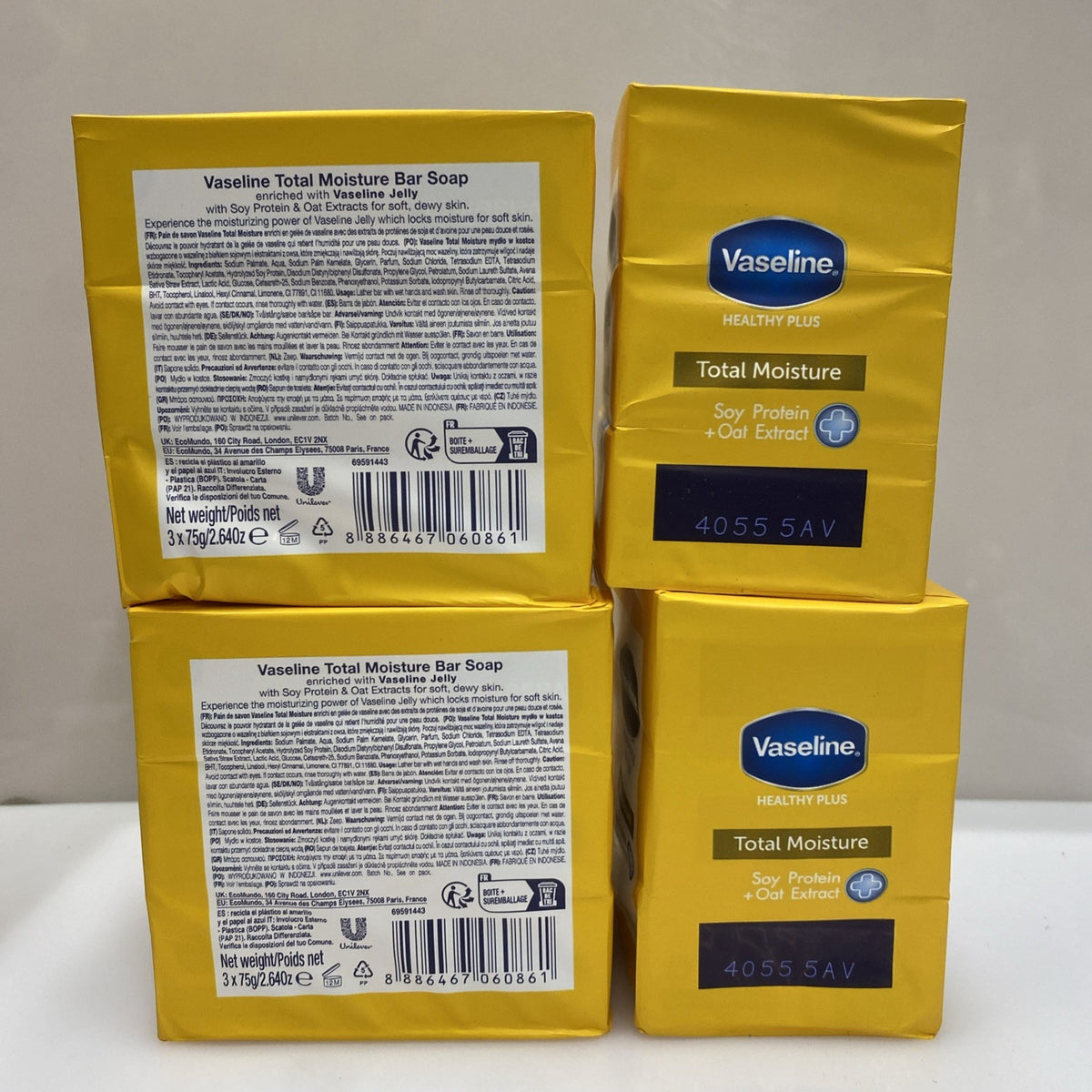 Vaseline Healthy Plus Soy & Oat Moisturizing Bar Soap - 12 Bars, 4 Pack