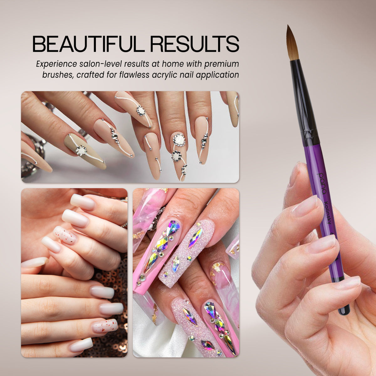 Professional Kolinsky Acrylic Nail Brush Round Size 6-22 - High-Quality Nail Art Tool