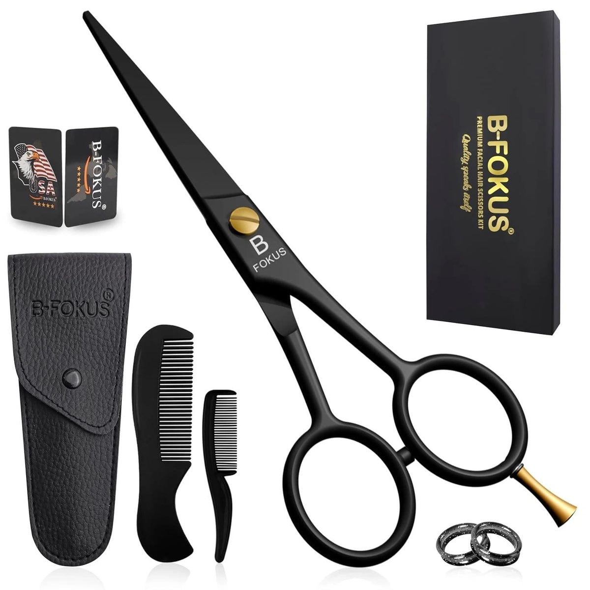 Professional 5-Inch Beard & Mustache Scissors - High Carbon Stainless Steel