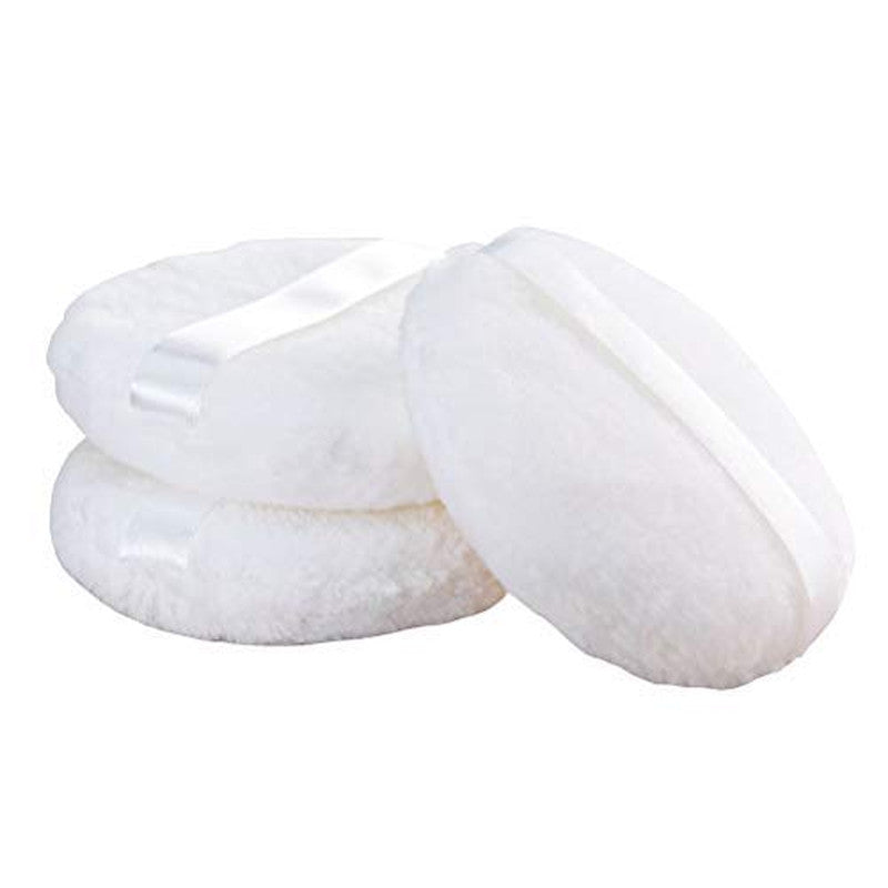 Large Makeup Powder Puff Set - 4.3 Inch Soft Body & Face Puffs with Ribbon (3 Pack)
