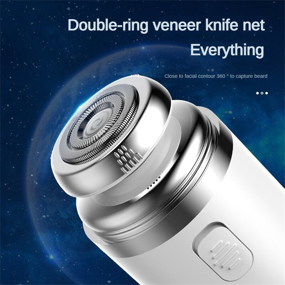 Mini Electric Shaver for Men - Portable Waterproof Razor with Replaceable Heads