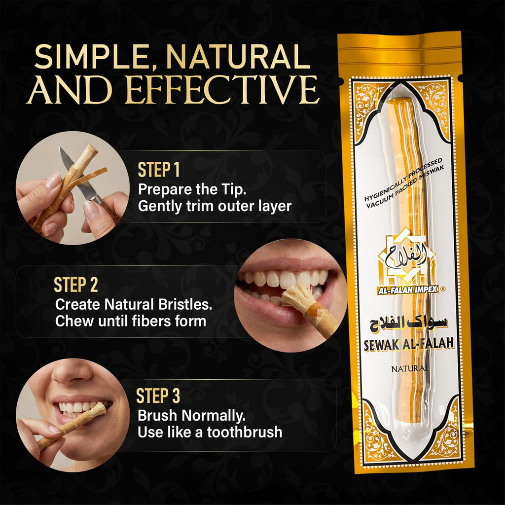 Natural Miswak Toothbrush for Adults - Traditional Oral Care
