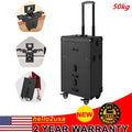 Lockable Rolling Makeup Organizer Trolley with Mirror and Storage