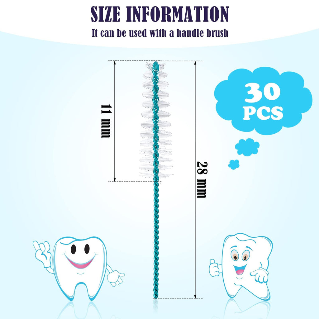 30 Pc Interdental Brush Refills for Teeth Cleaning - White, Compact & Safe