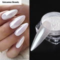 White Chrome Powder Nail Art Pigment - High Shine Pearl Dust for Gel Nails
