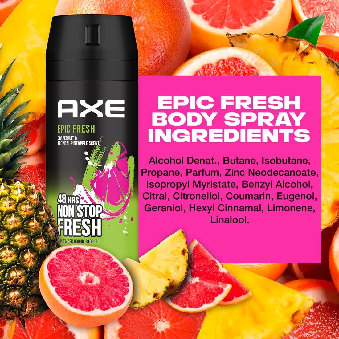 Men's Body Spray with Grapefruit & Pineapple - Long Lasting Fresh Scent - 5oz