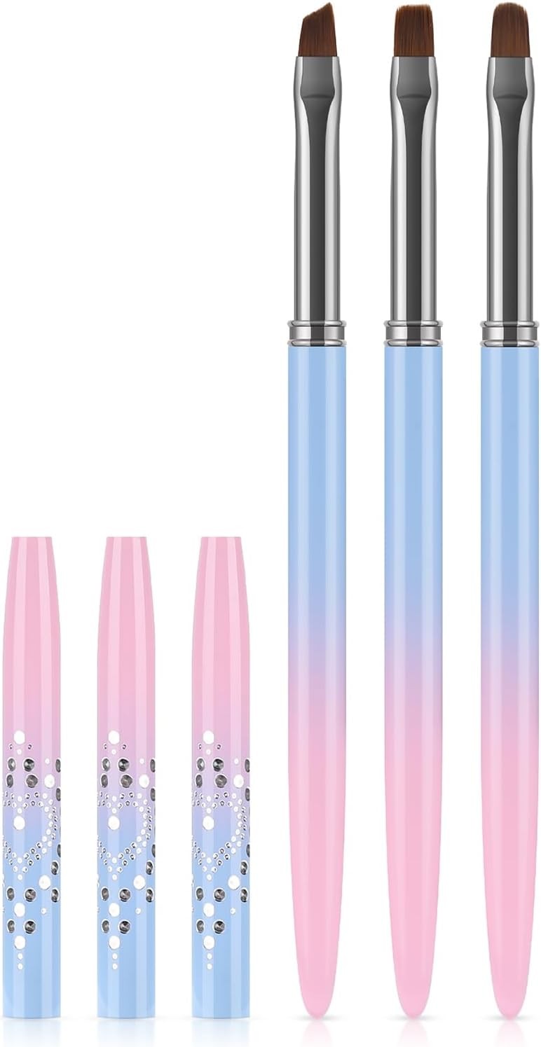 3Pcs Nail Art Clean Up Brushes Set for Precise Nail Polish Removal