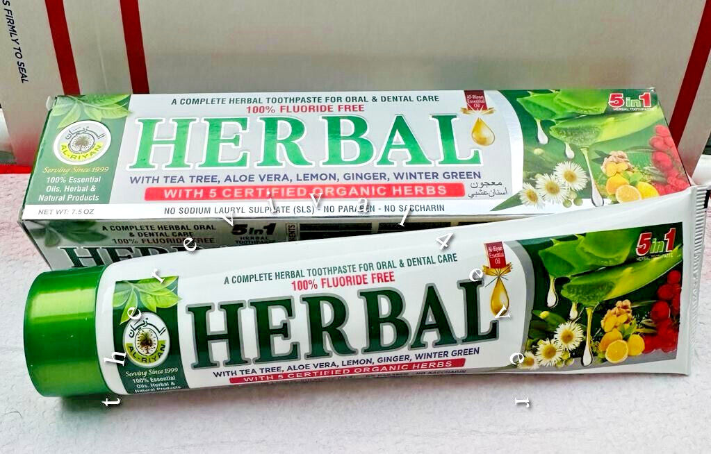Herbal Organic Toothpaste 6-Pack - Fluoride-Free, Natural Oral Care
