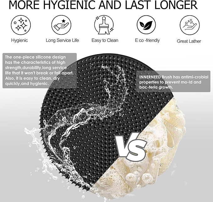 Food-Grade Silicone Body Scrubber Shower Brush - Gentle Deep Cleansing, Hygienic & Durable