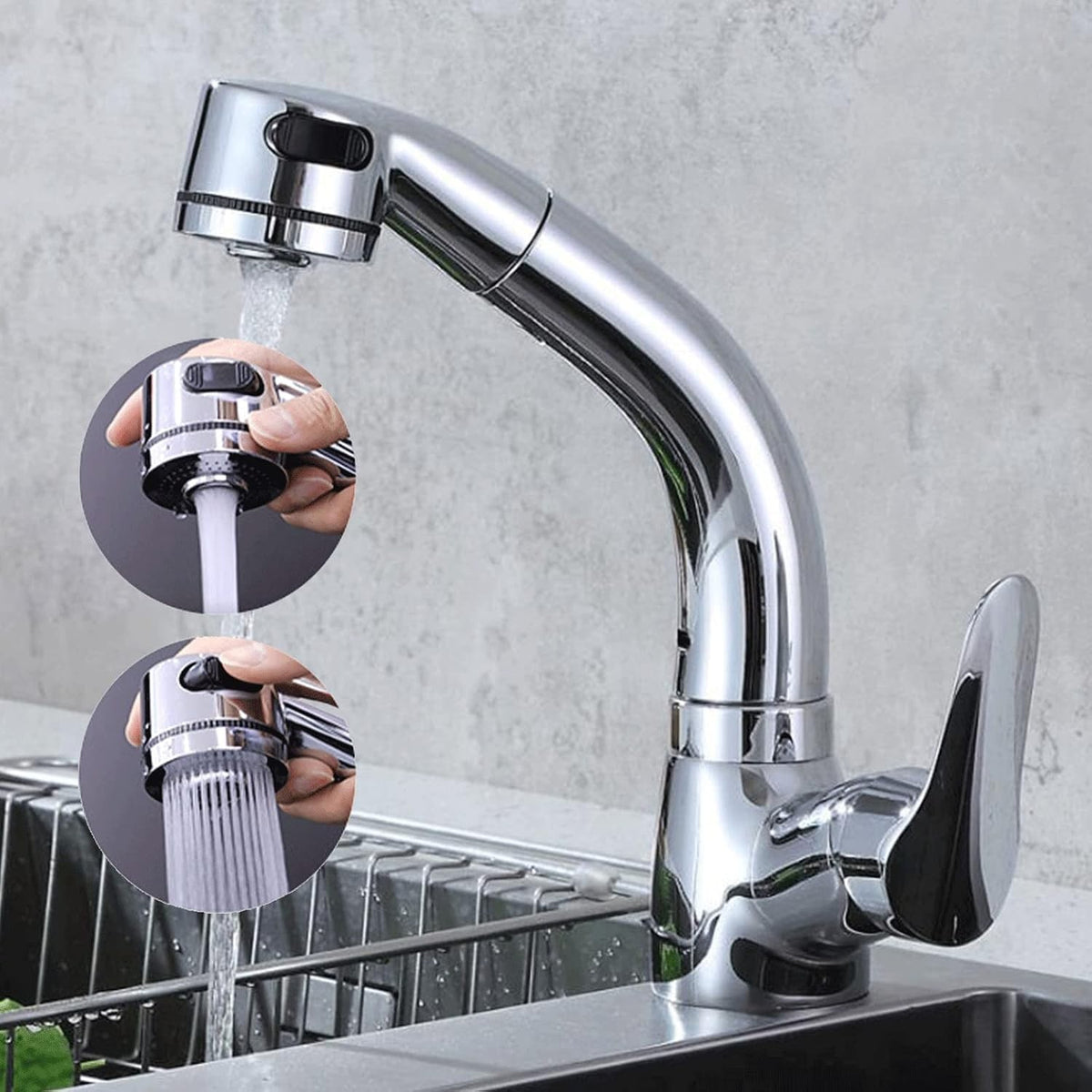 Salon Shampoo Bowl Spray Head with Side Control Button - Adjustable Handheld Shower