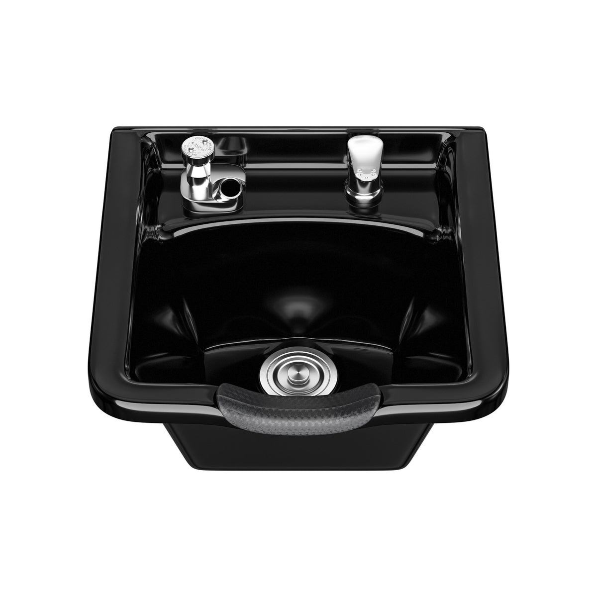 Salon Shampoo Sink Bowl with Gel Neck Rest & Vacuum Breaker - Black