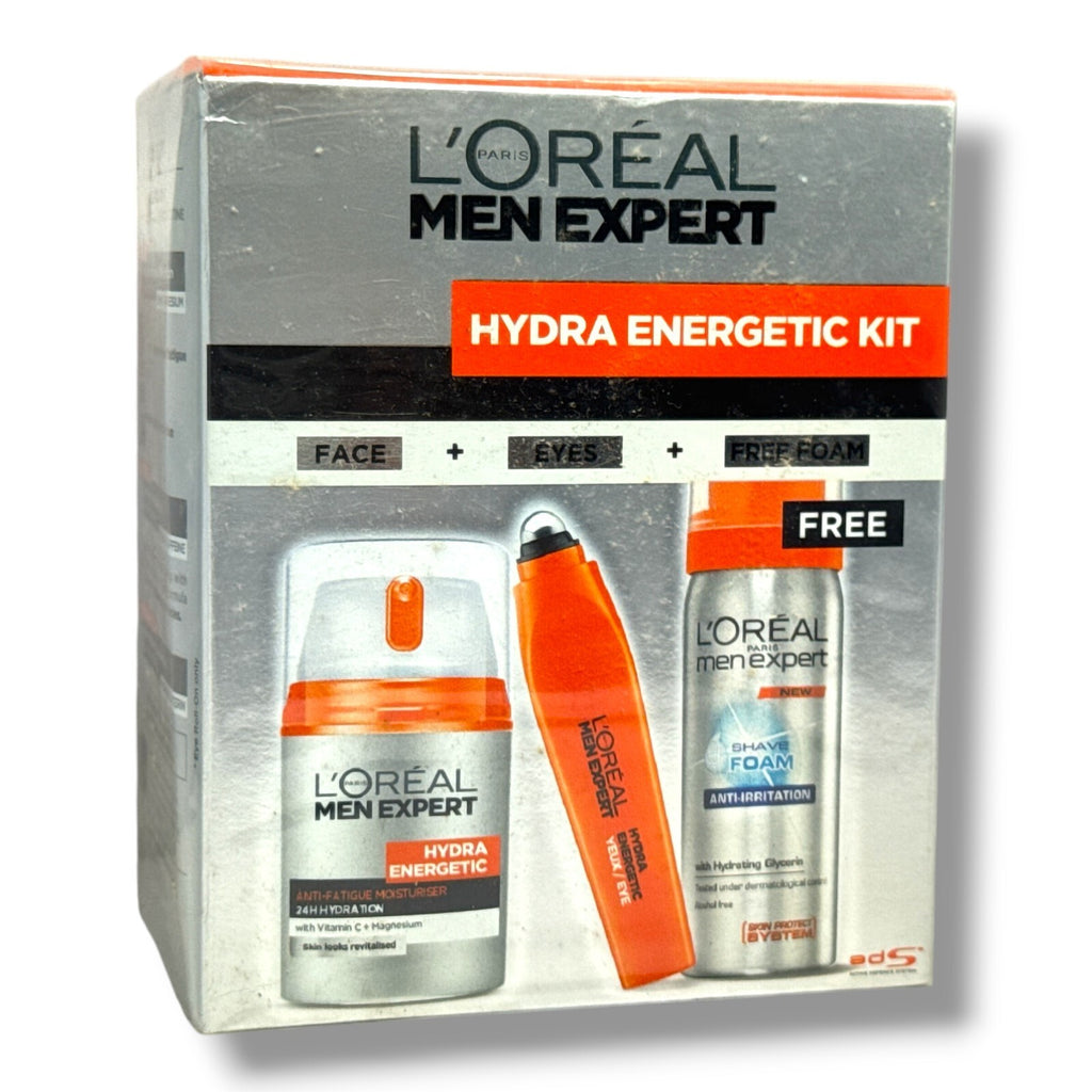 L'Oréal Men Expert Hydra Energetic Travel Shave Foam Kit - 3 Pieces