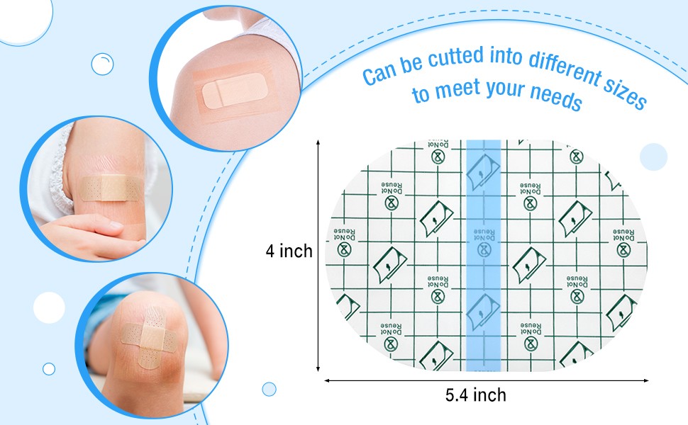 Waterproof Transparent Adhesive Bandages 50 Pcs - Second Skin Tattoo Cover, 4 x 5.4 in