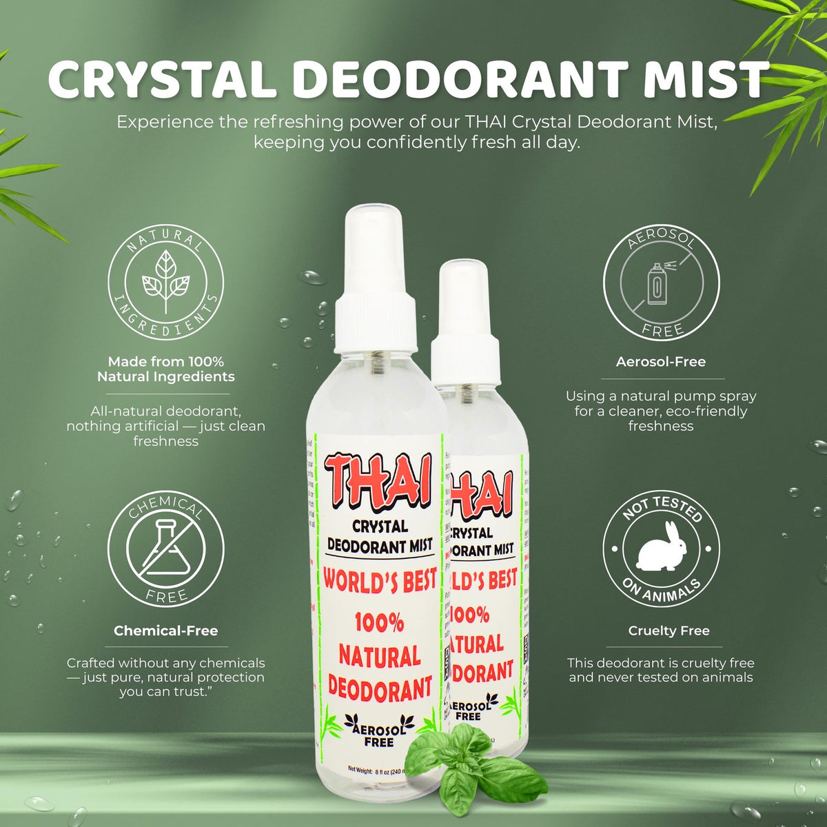 Natural Deodorant Spray 8 oz Pack of 3 - Mineral Salt Odor Protection