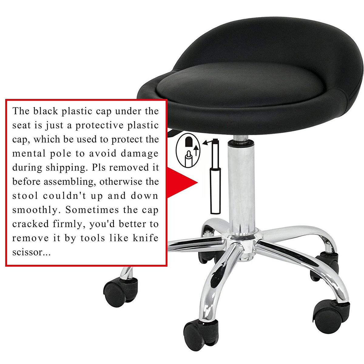 Adjustable Hydraulic Salon & Spa Stool with Swivel Casters - Black