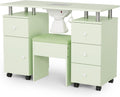 Professional Nail Desk and Chair Set with Dust Suction System, Storage Drawers