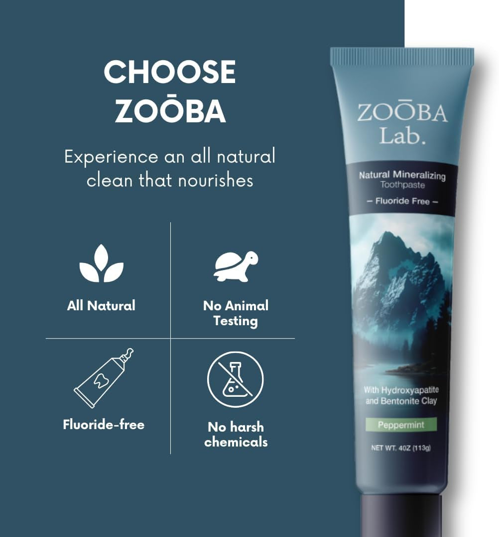 Natural Fluoride-Free Toothpaste with Hydroxyapatite & Bentonite Clay - Remineralizing & Whitening - Vegan & Sensitive Teeth Safe