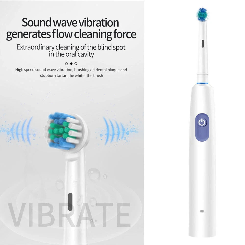Rechargeable Electric Toothbrush with 5 Modes and Rotating Brush Heads
