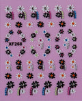 Rhinestone Flower Nail Decals Stickers - Floral Nail Art Accessories