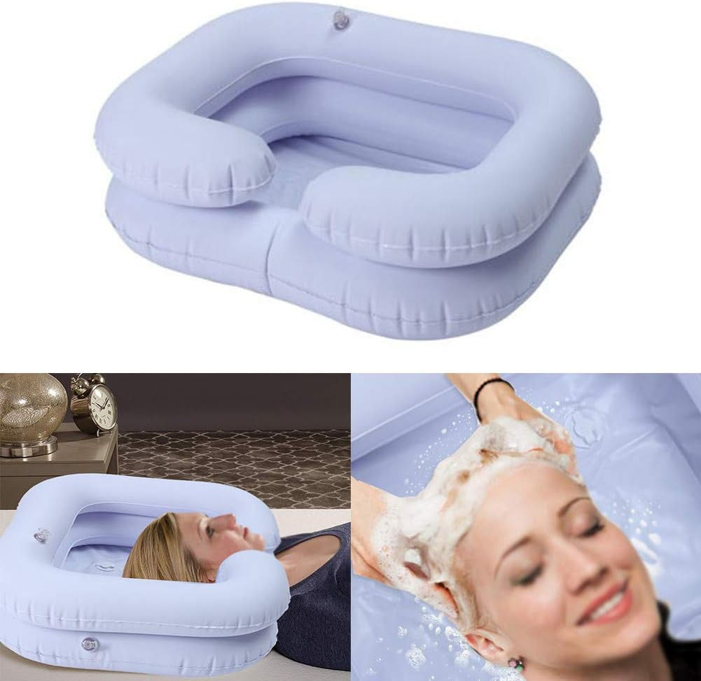 Inflatable Hair Washing Basin Portable Shampoo Bed with 2 Inflatable Chambers