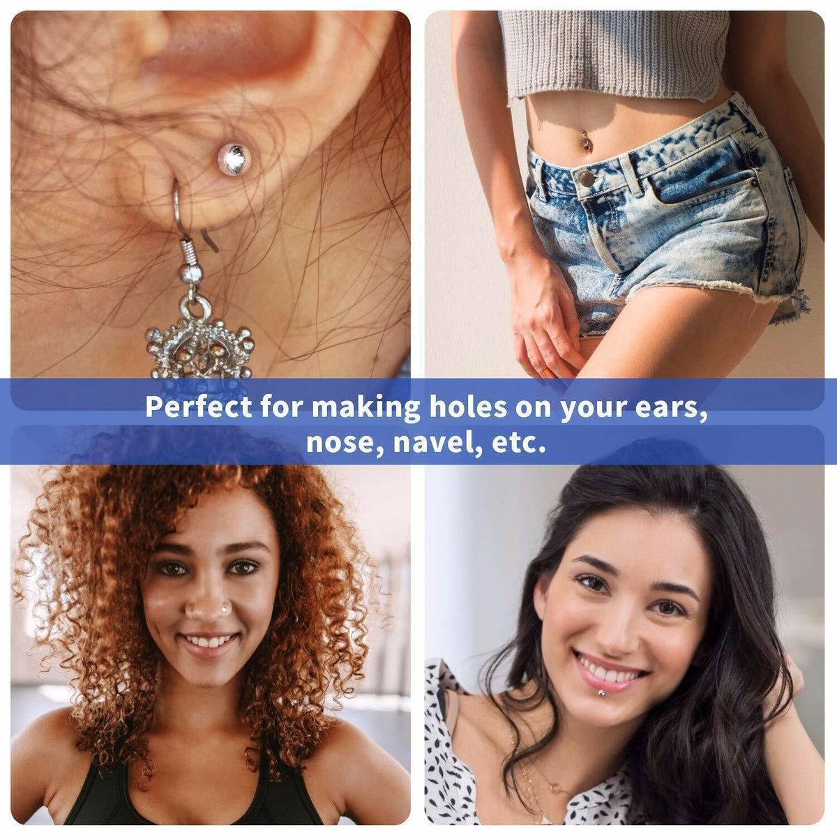 Professional Piercing Gun Kit with 98 Studs – Ear Nose Navel Body Jewelry