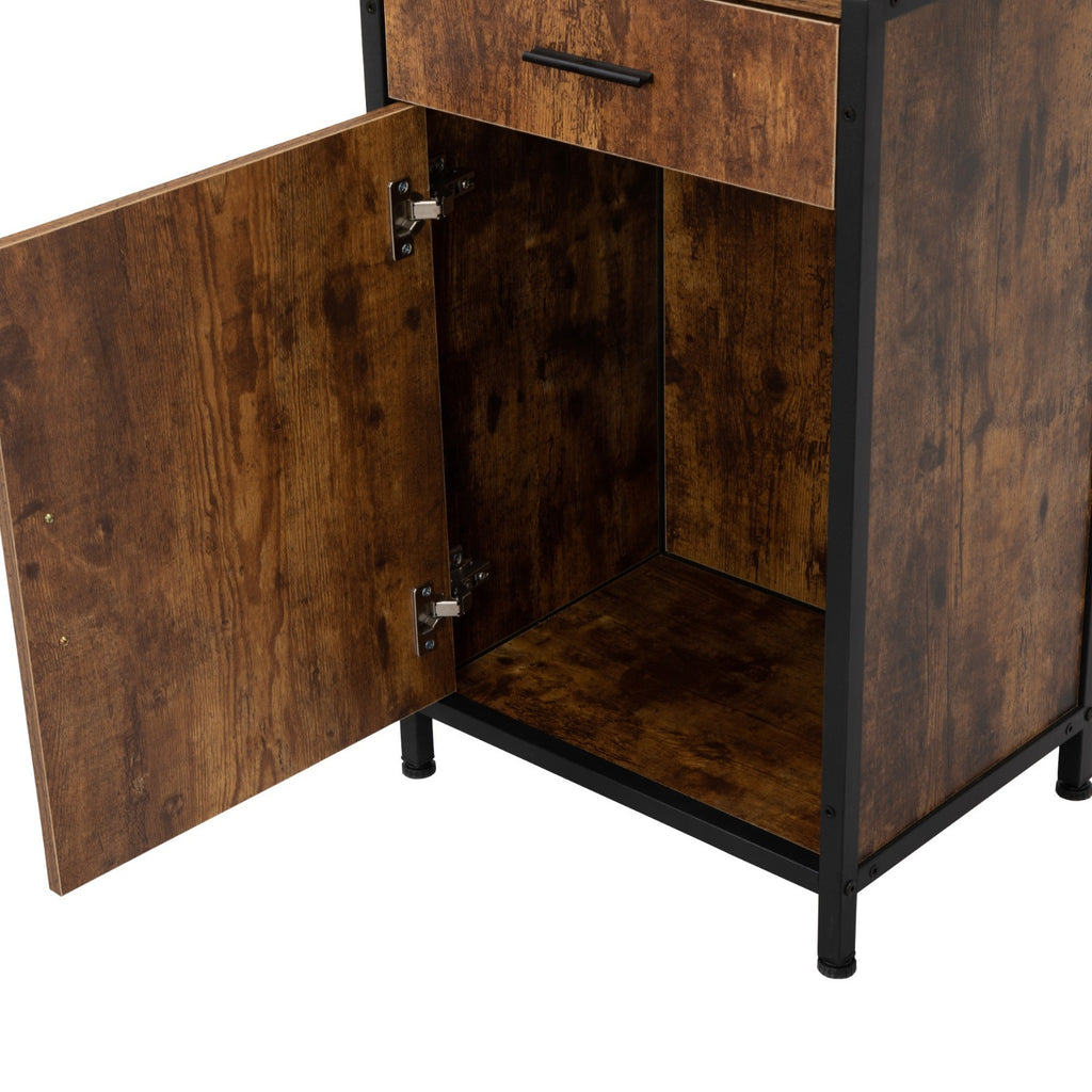 Salon Storage Cabinet for Hair Stylists with 3-Tier Shelves and Bottom Lockable Cabinet
