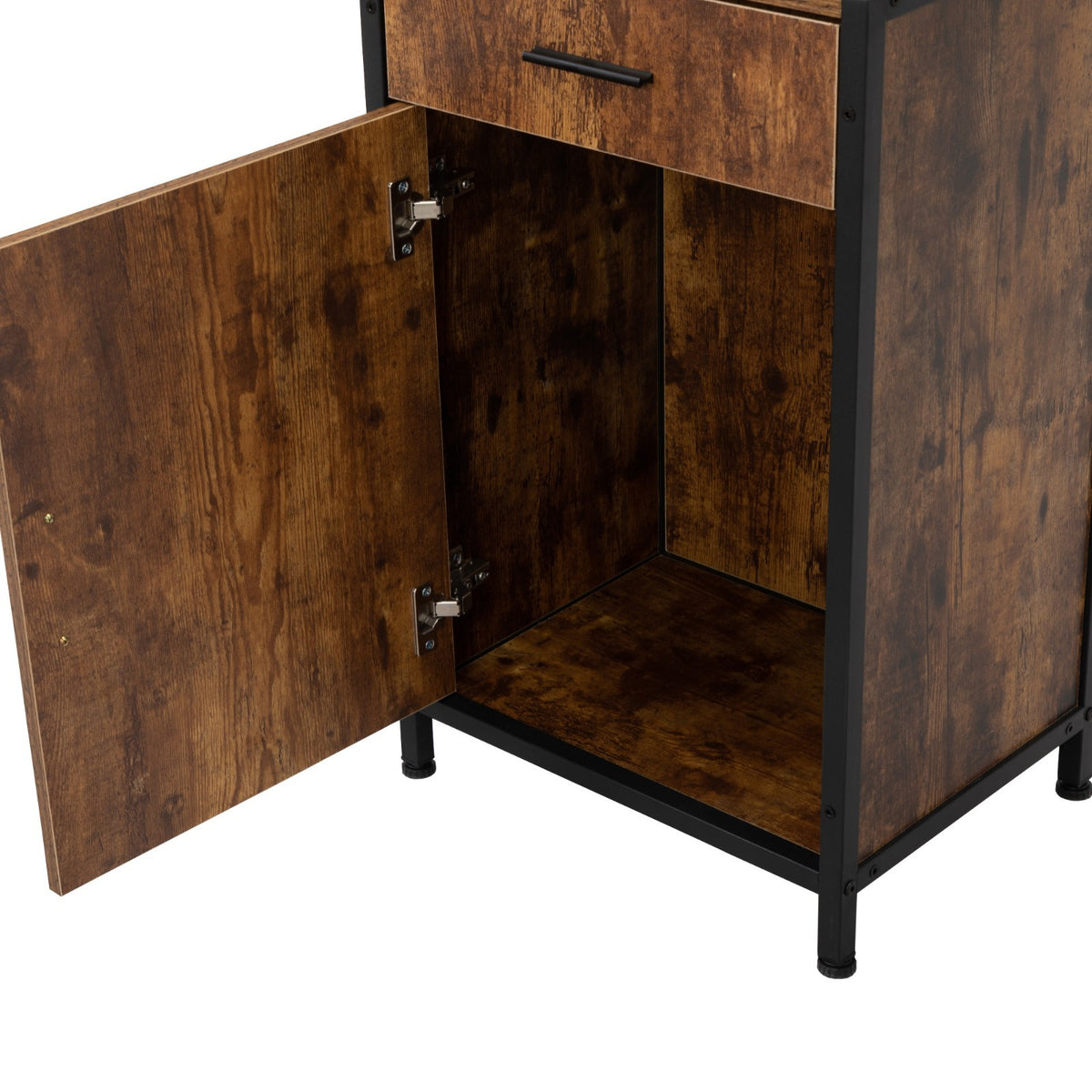 Salon Storage Cabinet for Hair Stylists with 3-Tier Shelves and Bottom Lockable Cabinet