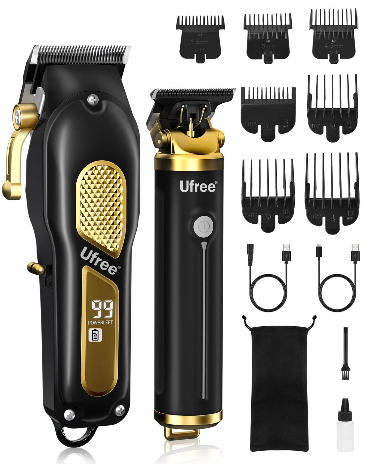 Cordless Men’s Hair Clippers and Trimmer Set - Professional Grooming Kit