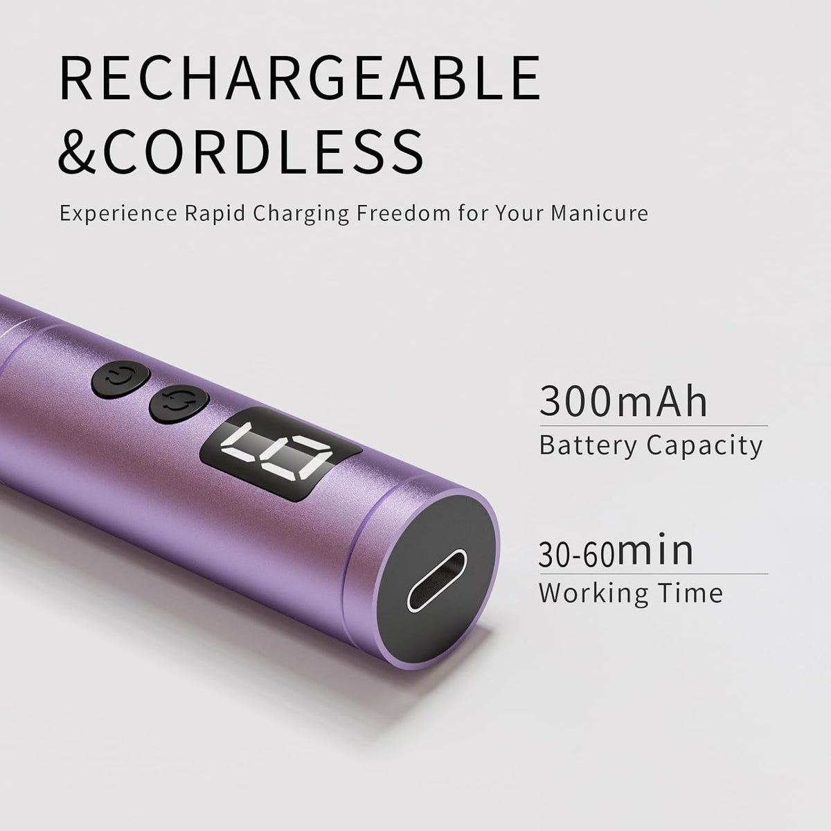 Cordless Nail Drill Kit for Gel & Acrylic Nails - Electric Nail File with 5 Bits & Dust Shield