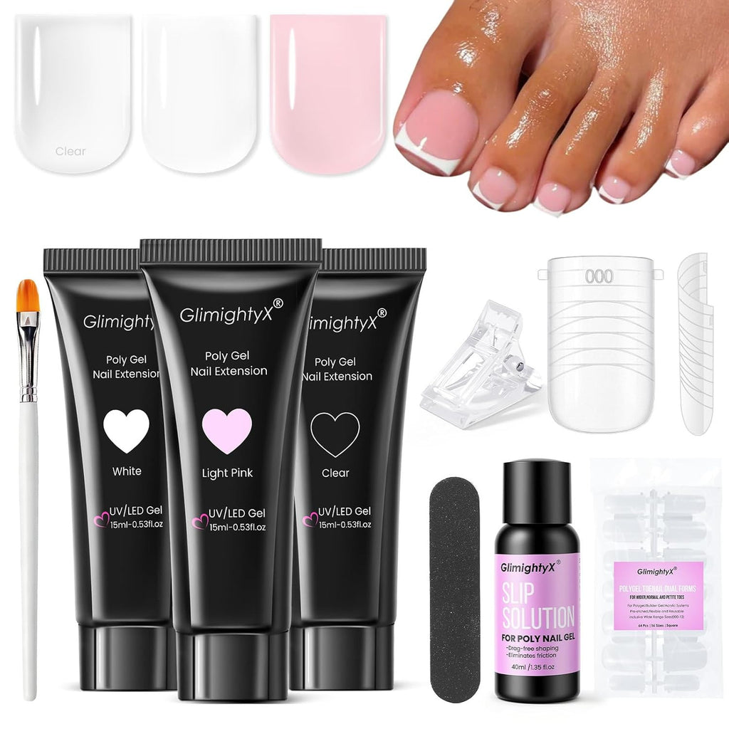 Polygel Toenail Kit with Dual Forms & Long-Lasting Gel for Natural Nails