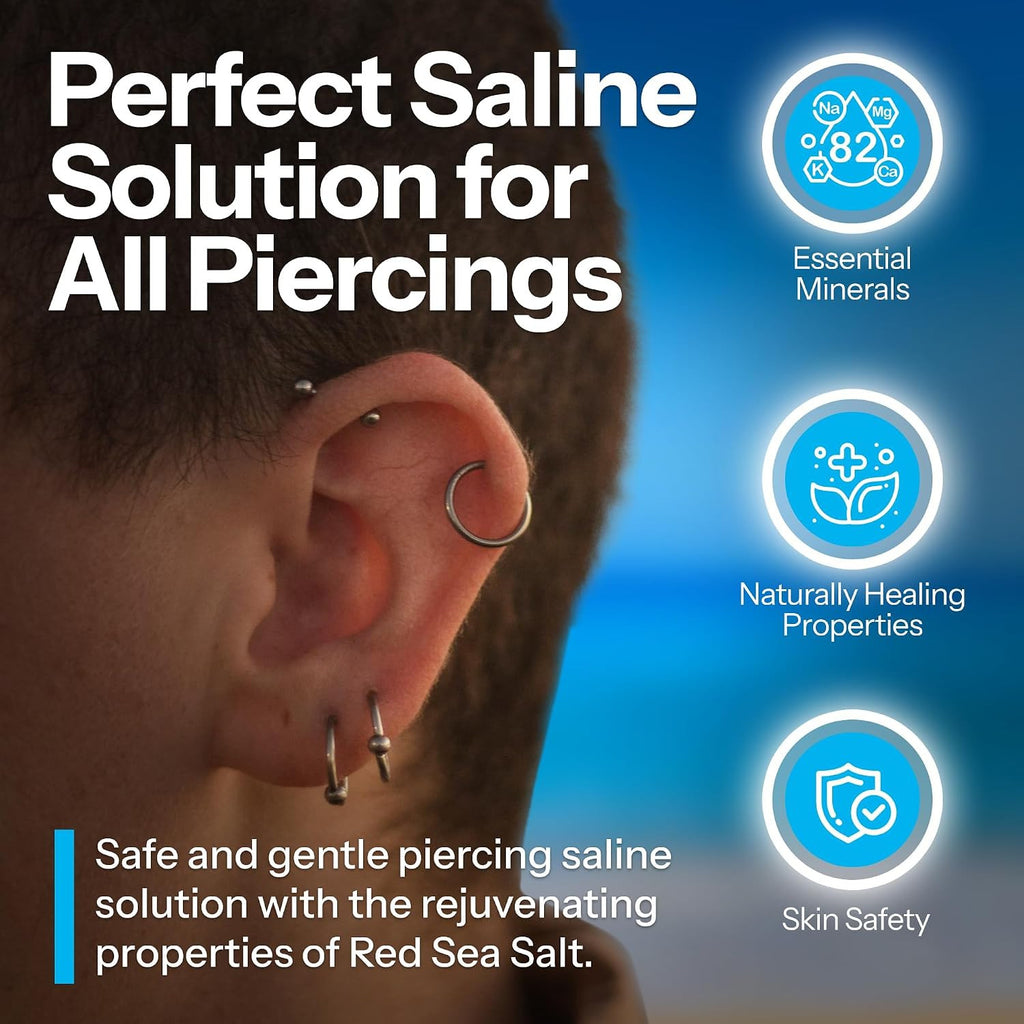 Piercing Aftercare Spray with Sea Salt – 1.5 fl oz for Body, Nipple, Ear & Cartilage